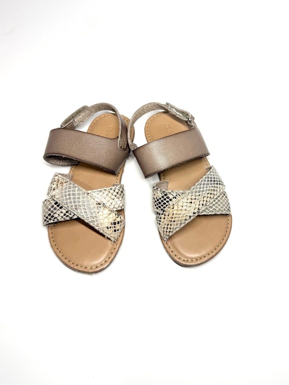 Old Navy Taupe and Snake-Print Kids Sandals 8